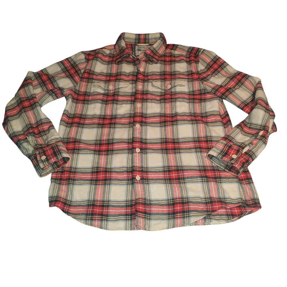 American Eagle Plaid Flannel Shirt Men's Medium utility, lumberjack 90s grunge
